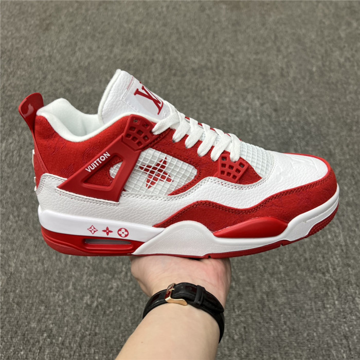 Women's Running weapon Air Jordan 4 White/Red Shoes 052